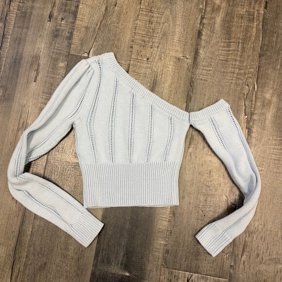 MAJORELLE Light Blue Off-the-Shoulder Sweater - Picture 4 of 8